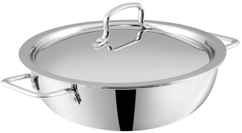 Vinod Platinum Kadai Triply Stainless Steel | Suitable For Indian Cooking, Sauces, Stews, Soups | Deep/Extra Deep Kadai | Induction, Electric Friendly (Extra Deep Kadai, 30cm)
