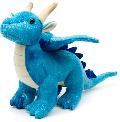 Uni-Toys - Drake blå – 26 cm (längd) – plyschfabeldjur – plyschdjur, gosedjur