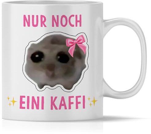 mindmonkeys® Sad Hamster Meme Lustige Tassen Hamsti Lustige Sprüche Tasse | Eini Kaffi | Geschenke für Frauen beste Freundin Kollegin | Büro Kaffee Tasse | Keramik 300 ml