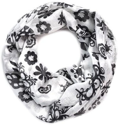 Generisch Loop Schal Loopschal Schlauchschal Rundschal Halstuch Tuch Halstücher Damenschal Blumen Tücher Damen (Weiß)