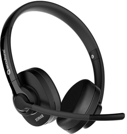 ACCUTONE Sonar 60 Dual Bluetooth & USB Wired Headse - Bluetooth Headset with NC Mic, Long-Enduring Battery for PC/Mac & Cell Phones. Works with MS Teams/Skype/Zoom