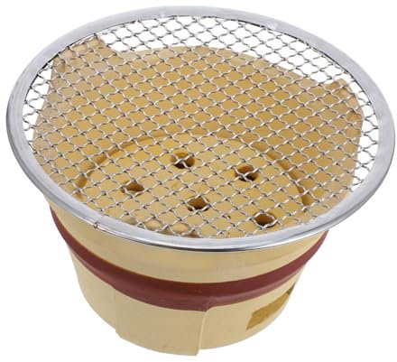 BESPORTBLE Holzkohlegrill Keramik Lehmofen Klein Tragbar für Outdoor Picknick Haushalt Bbq Ofen Runder Ton Grillofen Hitzebeständig mit Grillrost
