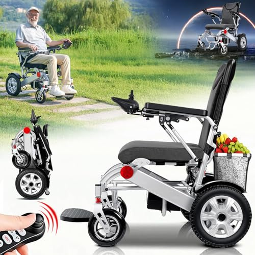 CXYTX Elektrischer Rollstuhl Elektrisch Faltbar Leicht Elektrorollstuhl mit Einkaufskorb, Tragfähigkeit 150 kg, elektrorollstuhl Reichweite 25~40 km, Elektrische Rollstühle für Senioren,12a