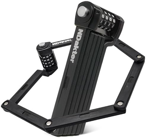 NDakter Faltschloss Fahrrad Diebstahlsicher - Fahrradschloss hohe Sicherheit mit Halterung - Faltschloss Zahlenschloss mit 10.000 möglichen Kombinationen inkl– Fahrrad Schloß ideal für E-Bike (90cm)