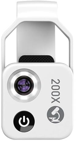 Nanozoom Grossissement 200x, Mini Microscope Téléphone 200x avec Polariseur, Lentille Clip High-Tech HD, Lumière Intégrée pour Téléphone/Android
