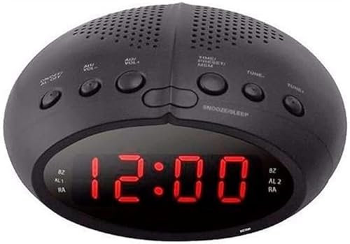 SQUADO Radiosveglia Digitale con Display LED, Sveglia Radio FM con Funzione Snooze, Radiosveglia da Comodino