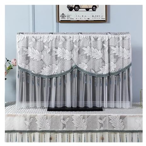CQJJXKYC Outdoor TV Cover TV Covers Outdoor Dust Proof and Breathable TV Dust Cover Lace Power on Without Removing TV Cover Hanging Curved Tabletop Lace Covers(Color02,140x85cm)