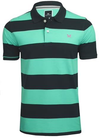 Crew Clothing Mens Heritage Stripe Polo Shirt (Dark Navy/Waterfall) XXL