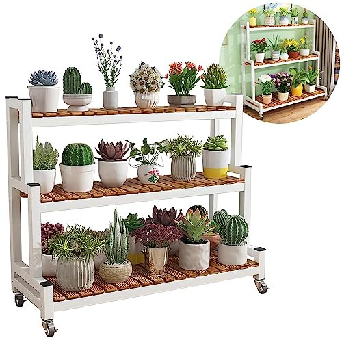 Metall-Leiterregal, Pflanzenständer, für drinnen und draußen, Blumentopfhalter, Präsentationsregal für Balkon, Wohnzimmer, 3 Etagen, Gartenaufbewahrung, Stahlregal