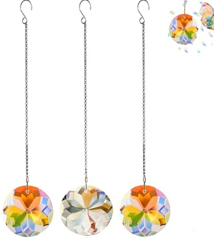 Nlqhyrexion 3 Atrapasol de Cristal, Bauhinia Prismas Colgantes, Cristales Facetados, Decoración para Jardín, Hogar, Boda, Oficina, Cumpleaños, Fiesta