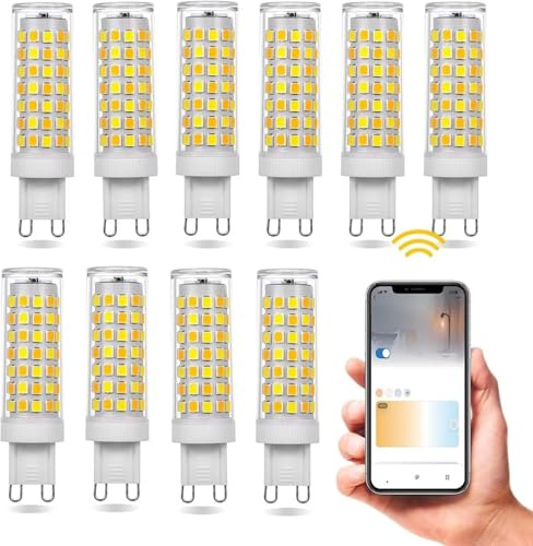 AEPOYU G9 LED Wi-Fi Glühbirne Dimmbar, Smart Warmweiß Natürliches Weiß, Kaltes Weiß LED Glühbirne, G9 7W Lampen äquivalent 40W Halogenglühbirne, 500LM AC220-240V Birnen 10er