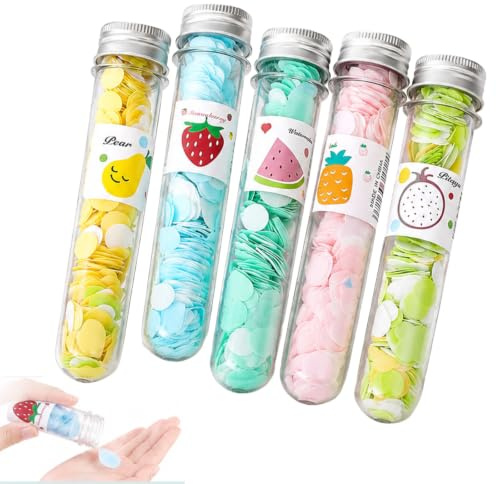 Kryoflare 5 fogli di sapone di carta portatili, multicolore, formato da viaggio, profumati fiocchi da bagno per il lavaggio delle mani, uso esterno