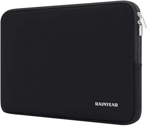 RAINYEAR Funda para Computadora Portátil de 15.6 Pulgadas Compatible con Ultrabook Chromebook para Computadora Portátil de 15.6, Estuche Protector con Forro Esponjoso, Negro | Se adapta a portátiles de 15,6 Ultrabooks Chromebooks funda acolchada con forro interior suave y cremallera