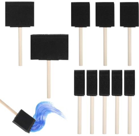 BOHUIZ 10 Pcs Foam Paint Brushes Set, 4 Sizes Sponge Paint Brushes with Wooden Handle, Painting Foam Brush Soft Paints Applicator Sponge Painting Tools for Craft DIY Craft Projects