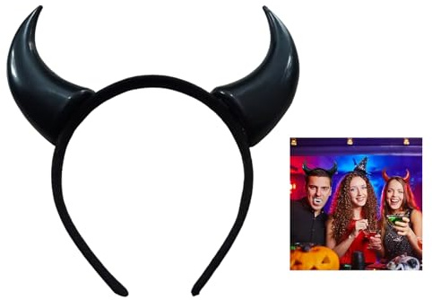 FGTOPBY Teufelshörner Haarreif,Teufelsohren Teufel,Vampir Teufelsohren Devil Ears für Kostüm Party,Kopfbedeckung Mottoparty Halloween Fasching Party & Karneval (Schwarz)