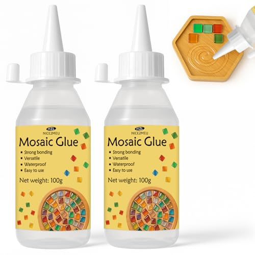 NICE2MEU 200g Mosaic Tile Glue - Clear Waterproof & Non-Toxic Quick Dry - Mosaic Adhesive for Glass/Wood/Plastic/Cement - Ideal for DIY Mosaic Craft Projects