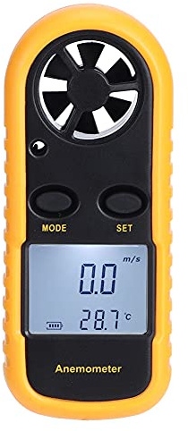 Denash Mini Anemómetro Electrónico de Mano Hommomómetro LCD Velocidad de la Temperatura del Viento Cuchillo para Acampar de Senderismo