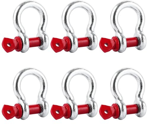 Oungy Lot de 6 manilles en acier inoxydable 2T haute résistance galvanisé à chaud