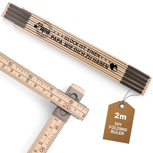 Welsky Papa Geschenk Weihnachten, Papa Geburtstagsgeschenk Zollstock 2 Meter, Geburtstag Weihnachten Vatertag Dankeschön Ruhestand Geschenk für Vater, Bester Papa Geschenke, 6 FT 6 Holzklappmaß