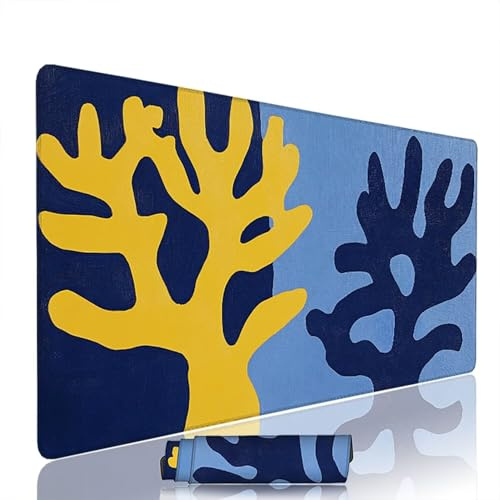 Tapis de Souris Abstrait sous Main Bureau Tapis de Souris Gaming XXL 1400x600x3mm Mouse Pad Caoutchouc Bleu Grand sous Main Gamer Accessoires PC Imperméable, pour Clavier Ordinateur Portable w-6420