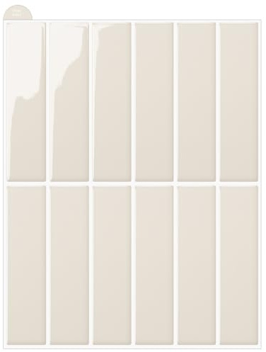 Alwayspon Fliesenaufkleber, Abziehen und Aufkleben, selbstklebende wasserdichte Vinyl-Wandfliesen-Aufkleber für Küchen- und Badezimmerwände, 10 Bögen, Beige