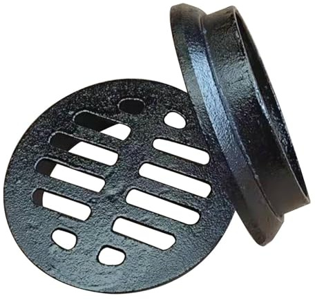 YCXLAXHH Bodenablauf Aussen, Entwässerungsrinne Garten aus Gusseisen, Rund, Vertieftes Design, Geeignet für Betonboden, Hof, Einfahrt und Garage(5 cm/2 in)