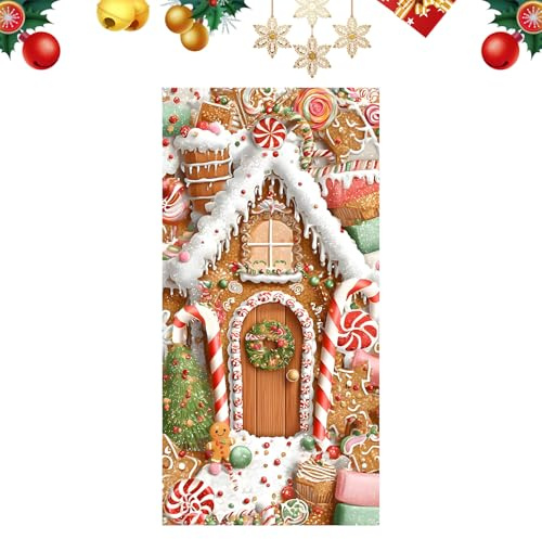 Weihnachtsdeko Tür Banner – Lebkuchenhaus Türdeko Weihnachten Für Innen & Außen, Weihnachtsbanner Outdoor Türvorhang, Festliche Tür Deko Weihnachten Haus & Garten