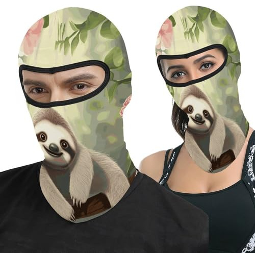 Cute Baby Sloth Balaclava Ski Mask Head Mask Full Face Mask Summer Cooling Neck Gaiter Windproof Face Cover Sun Protection Scarf Men Women Outdoor Sport Cycling Cap