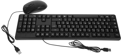 IMIKEYA Combinaison Clavier-Souris Filaire Noir Pavé Numérique Intégré et 104 Touches en Abs pour Bureau, Confort Maximal et Port USB Intégré