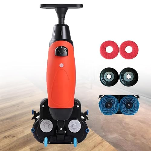 Sunseota Fregadora-Secadora compacta, automática e inalámbrica, batería de Litio de 24 V, cepillos Dobles de 360°, 360 RPM, multifunción 4 en 1, 42 cm de Ancho, para Suelos de Madera, mármol Red-12A