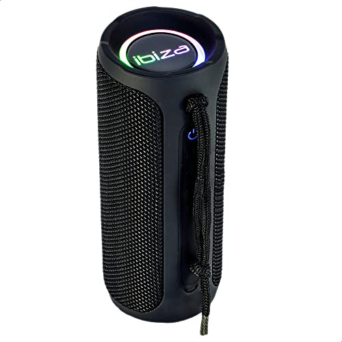 Ibiza - BULLET20 - Baffle portable Bluetooth 360° de 20W, sur batterie avec anneaux lumineux LED et fonction TWS - Noir