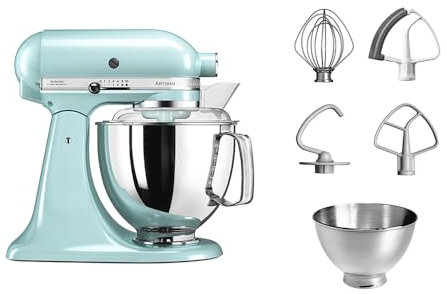 Kitchenaid Planetaria - Artisan - Robot da Cucina con testa inclinabile e 7 accessori - 4.8 L - Impastatrice - Color Ghiaccio