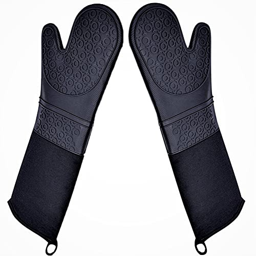DoMii Professionella silikonugnsvantar bakhandskar armbågslängd värmebeständiga quiltade handskar 2-pack 49,5 cm Y