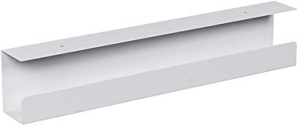 Monoprice Under Desk Cable Tray - Steel with Power Supply and Wire Management - Workstream Collection White