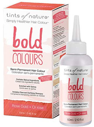 Tints of Nature Rose Gold Bold Colour Semi-Permanent Hair Dye Strengthening and Hydrating - Single Pack
