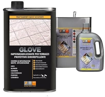 Faren GLOVE, Idrorepellente Impermeabilizzante per Terrazzi,Protegge da infiltrazioni,muffe ed efflorescenze, 5lt