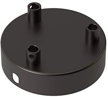 Calex Roseta de techo de metal con 3 agujeros de 100 mm de diámetro, color negro perla mate