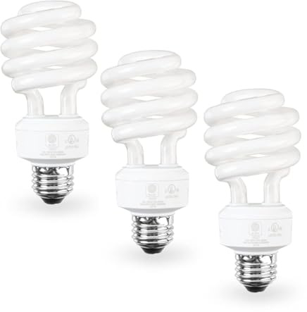 SLEEKLIGHTING E26 Standard Screw Base 23Watt CFL Light Bulb - 3 Pack 2700 Kelvin for a Warm White and 1600 Lumens (100 Watt Light Bulb Equivalent) - UL Listed