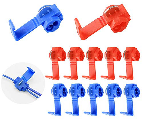 Aiqeer 60 Pezzi Rapida Giunzione Cavi Connettori Set, Terminali Crimpare Isolati, Connettore Derivazione, Rubacorrente (Rosso & Blu)