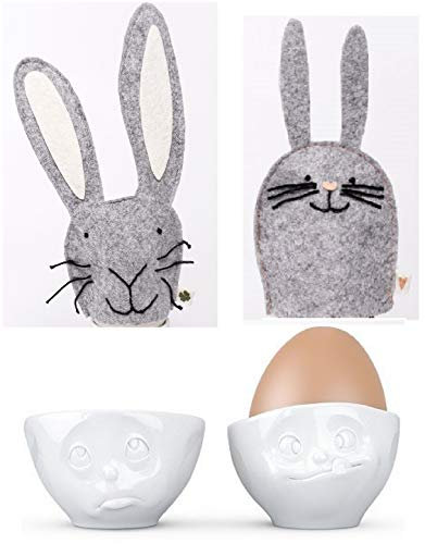 Colour-up Eierbecher 2er Set mit 2 Eierwärmern Hasen - Fiftyeight Products