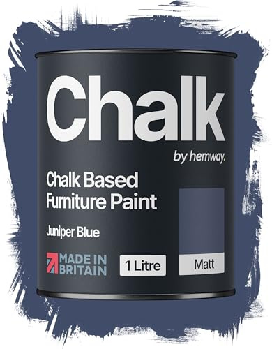 Hemway Chalk Based Furniture Paint, Juniper Blue 1L, Matt Finish | Shabby Chic, Chalk Paint Furniture & Walls, Quick Dry & 1 Coat