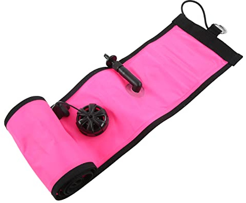 Gatuxe Scuba Diving Marker Boje, 120x15cm Scuba Diving Aufblasbarer Sicherheitsschlauch Verstärktes Nylon Sicherheit Explosionsgeschützt mit reflektierenden Streifen D-Ring zum Tauchen(Rosa)
