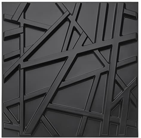 Art3d 19.7 x 19.7 (Pack of 12) Wall Panel Stripes, Black