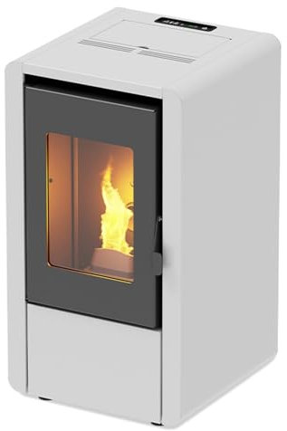 Decorspace Pelletofen Petit, 6 kW, Beschichtung aus Stahl, für moderne Räume, Höhe 77 cm (weiß)