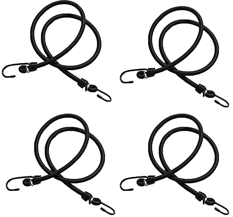 4 corde elastiche con ganci, resistenti per esterni, per biciclette, moto, auto, campeggio all'aperto (40,6 cm)