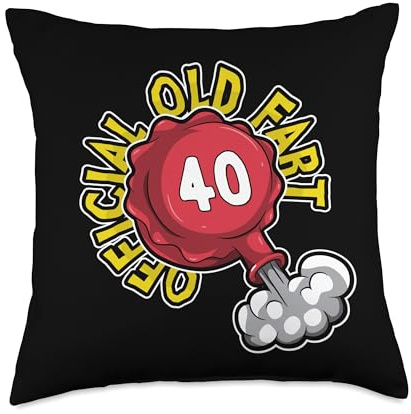 40th Birthday Official Old Fart Funny Red Whopee Cushion Throw Pillow
