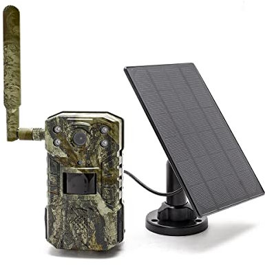 Caméra Solaire de Chasse 4G vidéo UHD 2K et Photo 14 Mpx Vision Nocturne Longue autonomie Audio vidéo en Direct détection de Mouvement avec Alerte iPhone & Android