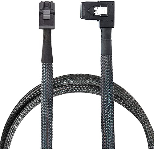 Allowish Mini SAS HD SFF-8643 4I to SAS SFF-8087 Left Bend Server Connection Cable (0.5m,Black)