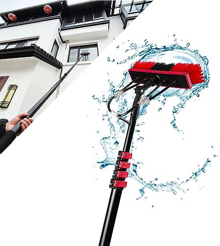 Witriolik 20FT/6m Teleskopstange Fensterreinigung, Universal Waschbürste, mit Teleskopstiel mit 35cm Bürste, Fassadenreinigung Fensterreinigung Wintergartenreinigung Photovoltaik-Reinigung