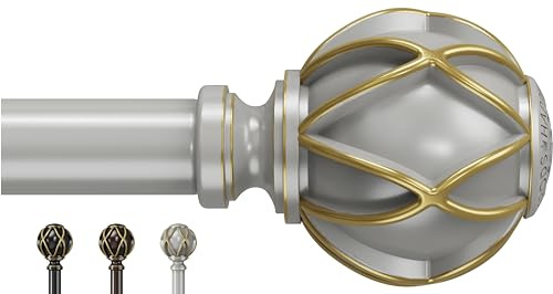 Barras de cortina 45 a 150cm (17.7-59.0 pulgadas) tubo de grosor, nunca se doblan, barra de cortina simple extensible barras de cortina plateadas para ventanas de 40 a 145 cm